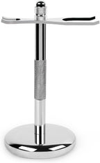QSHAVE Deluxe Chrome Razor and Brush Stand Holder, Prolong The Life of Your Shaving Brush, 2 Prongs
