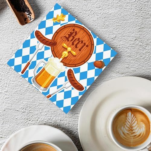 120Pcs Oktoberfest Napkins Happy Oktoberfest Theme Napkins Paper Luncheon Napkins Disposable Paper Hand Towels for Festival Dinner Party (6.5x 6.5 Inch)
