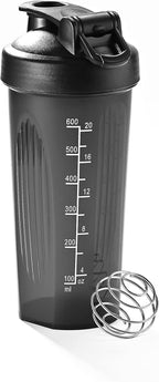 Fox Run Blending Bottler, 20 oz Shaker Bottle with Stainless Steel Ball Whisk and Measurements
