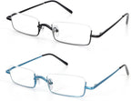 KoKoBin 2 Pairs Half Reading Glasses Square Semi Rimless Readers Metal Frame for Men and Women