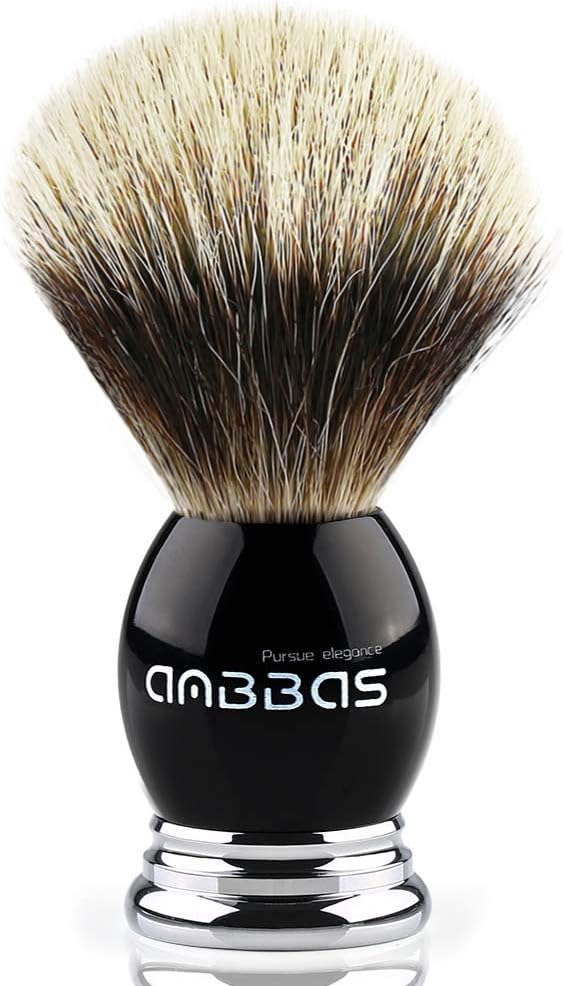 Anbbas Silvertip Badger Shaving Brush,Black Resin & Alloy Handle for Men Wet Shave,Pure Badger Hair,No Hair Shedding,No Terrible Smell