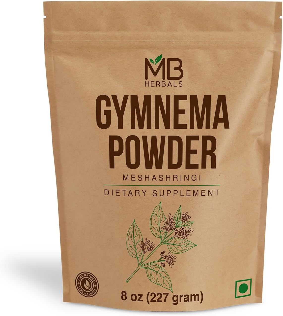 MB Herbals Gymnema Leaf Powder 8 oz 0.5 lb (227 Gram) Meshashringi Powder | Gymnema Sylvestre