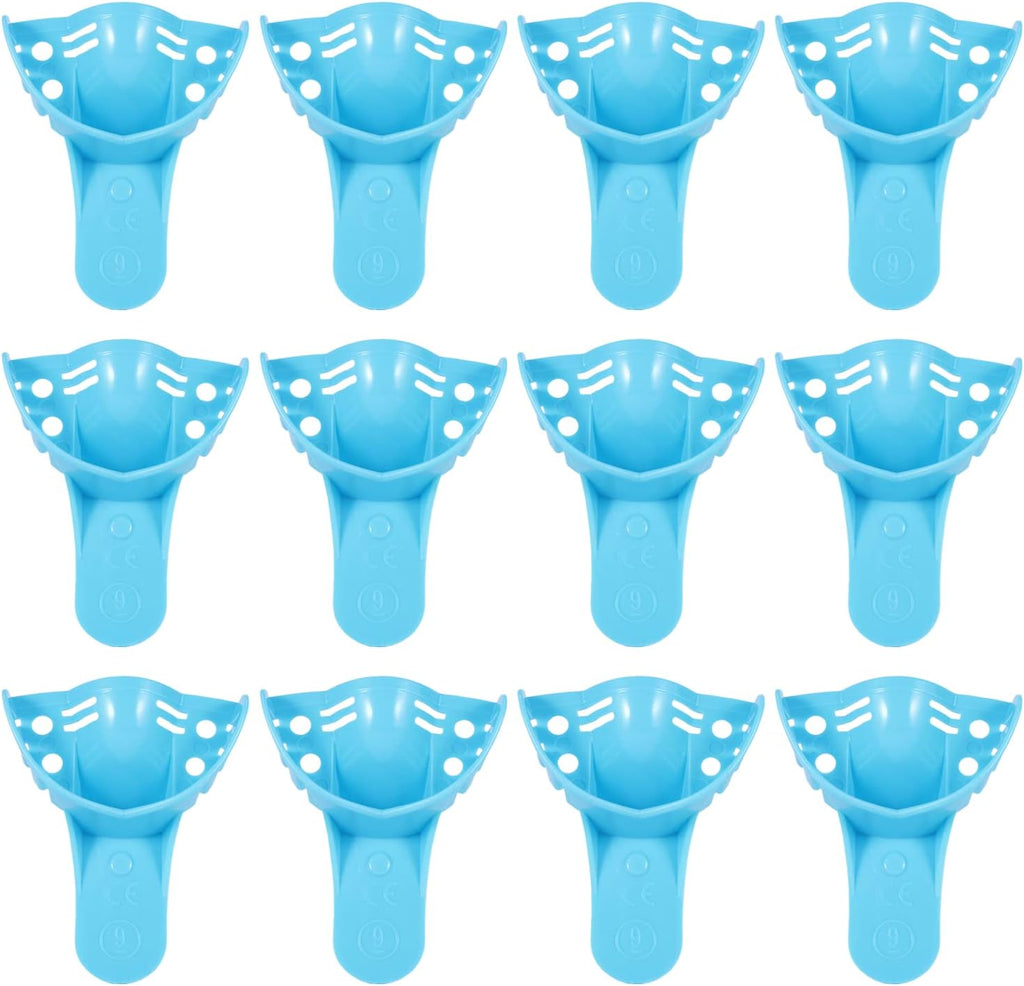 JMU Dental Impression Tray,Bag of 12 Perforated Disposable Trays,9 Anterior Upper