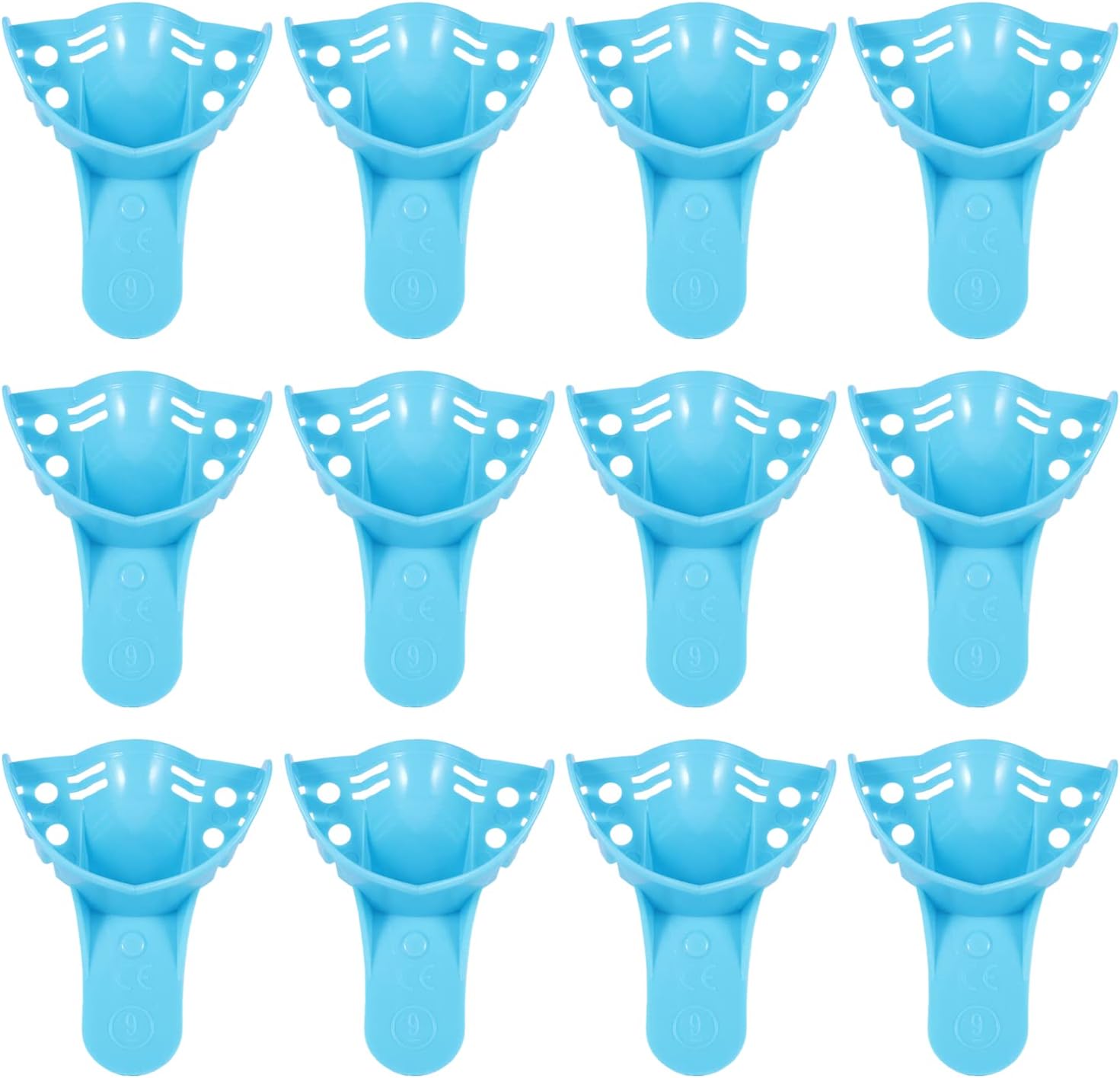 JMU Dental Impression Tray,Bag of 12 Perforated Disposable Trays,9 Anterior Upper