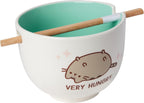 Enesco Pusheen the Cat Very Hungry Ramen Bowl with Chopsticks, 3.94 Inch, Multicolor