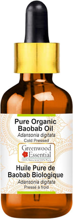 Greenwood Essential Pure Organic Baobab Oil (Adansonia digitata) Cold Pressed 50ml (1.69 oz)