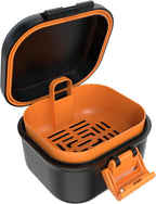 ARGOMAX Leak Proof Denture Bath Cup, Portable Soaking Denture Box, Denture Bath Case with Strainer, for Dentures and Braces (Black + Orange).