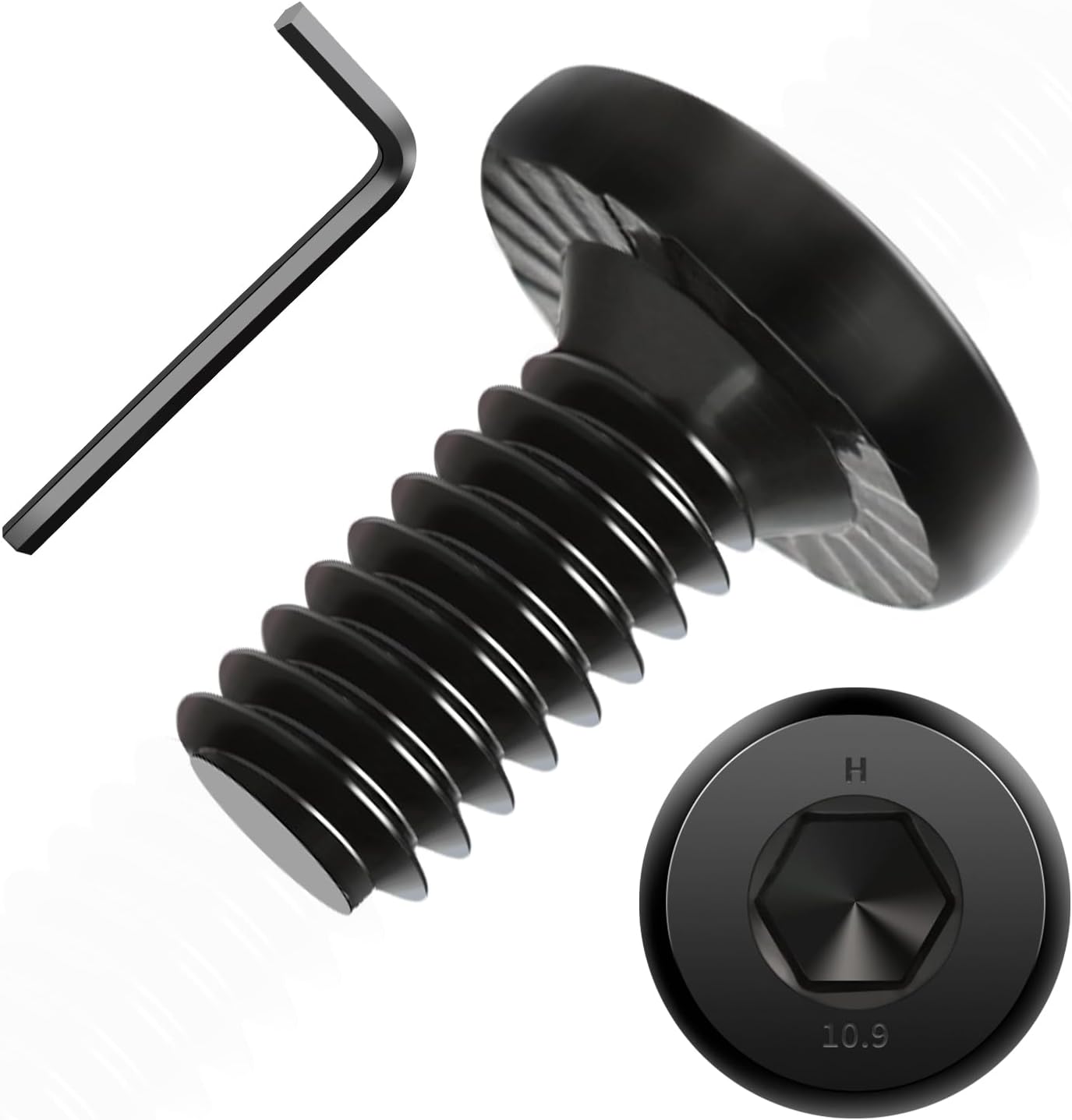 1/4-20 x 1/2"(25 Pack) Flat Head Hex Socket Cap Screws Bolts, FIXLINK Allen Hex Drive, Fully Threaded, Electrophoresis, Hexagon Spanner Included