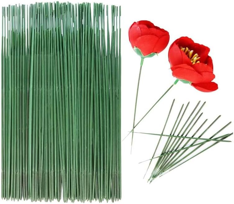 45-Pack Green Filament Stems with Plastic Shells - Wire Core DIY Flower Making Supplies, Artificial Carnation Rose Craft Materials, Flexible Floral Stems for Handmade Arrangements