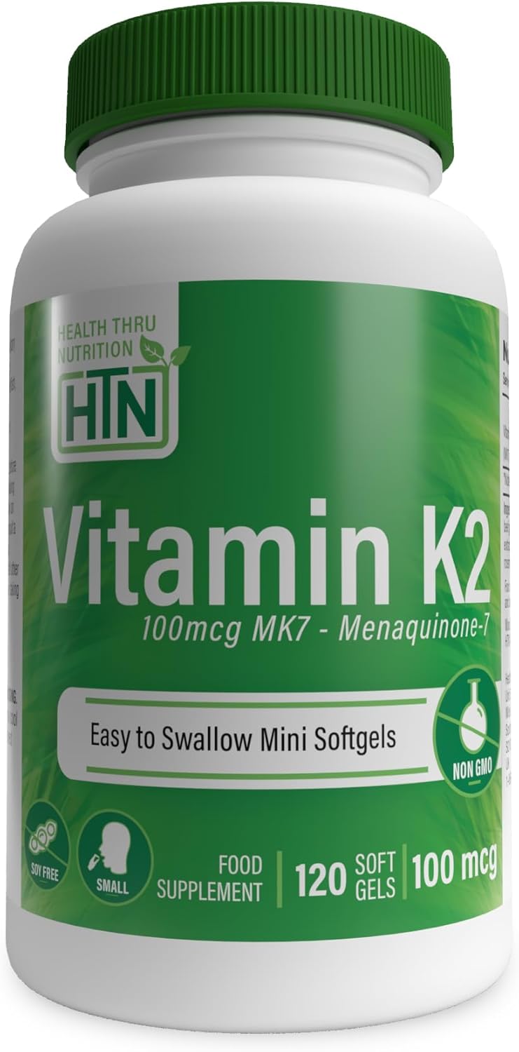 Health Thru Nutrition Vitamin K2 (MK-7) 100mcg – 120 Softgels | Menaquinone-7 | Highly Bioavailable K2 Supplement | Non-GMO, Soy-Free, Gluten-Free