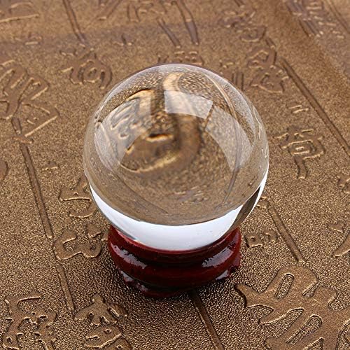 Tyenaza Clear Crystal Ball, Asian Rare Magic Crystal Healing Ball Art Decor Orb Sphere 40mm with Stand Base Perfect for Meditation and Decoration Feng Shui Crystals