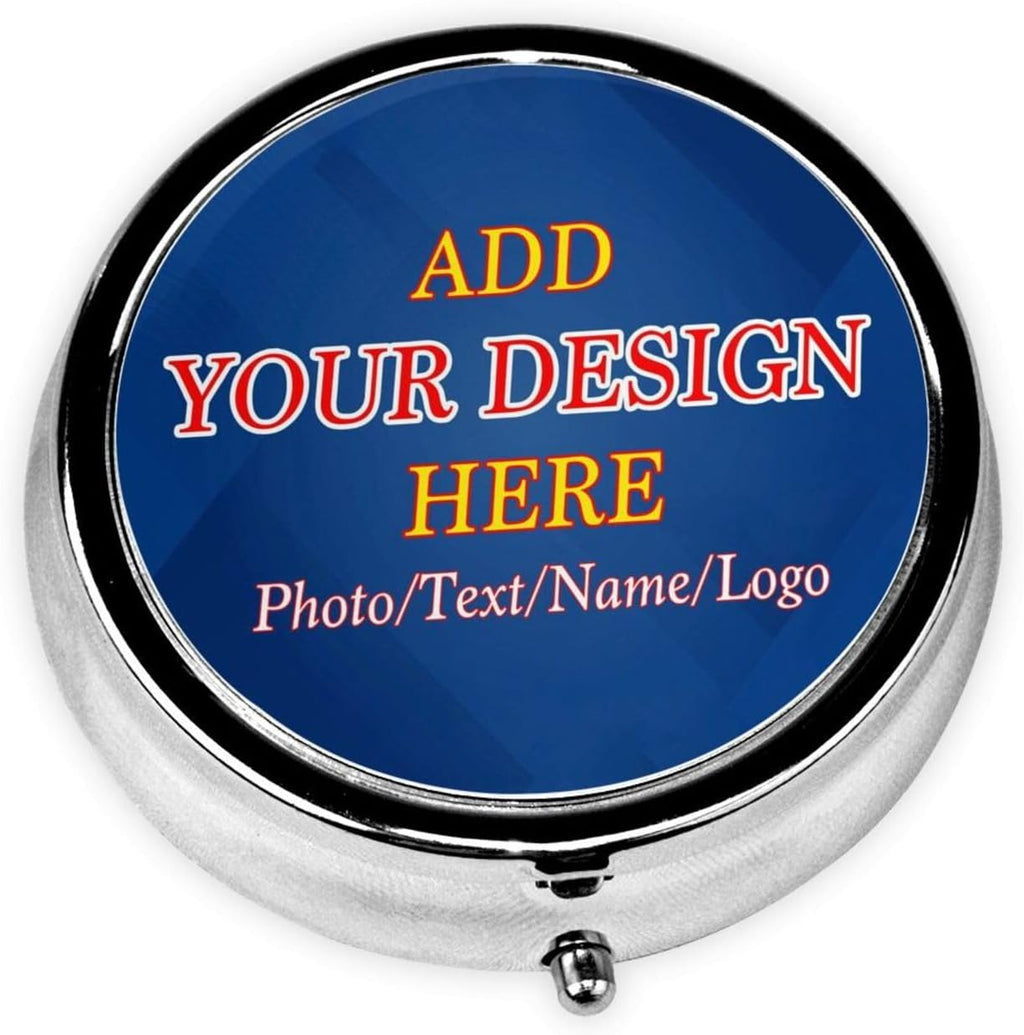 Custom Pill Box Personalized 3 Compartment Medicine Pill Case Customized Tablet Vitamin Holder Organizer for Purse Pocket Travel Gifts 2.0 inchs (Round)