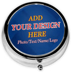 Custom Pill Box Personalized 3 Compartment Medicine Pill Case Customized Tablet Vitamin Holder Organizer for Purse Pocket Travel Gifts 2.0 inchs (Round)