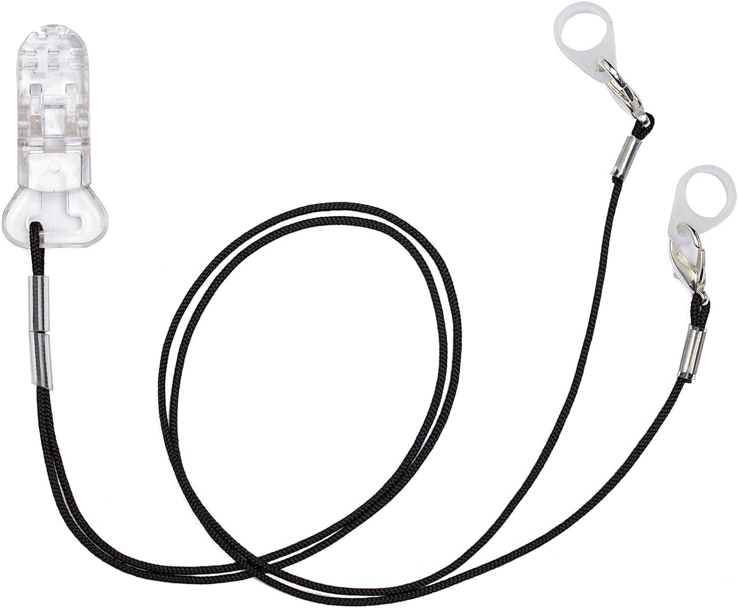 Hearing Aid Clip for Seniors Adults - Anti-Lost Lanyard Protector BTE Clip Holder Rope with Loops and Clip and Security Clip（Black）