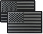 QQSD Black US American Flag USA Patch Tactical Military Patches for July 4th - PVC Hook and Loop Fastener Patch, 2 Pack