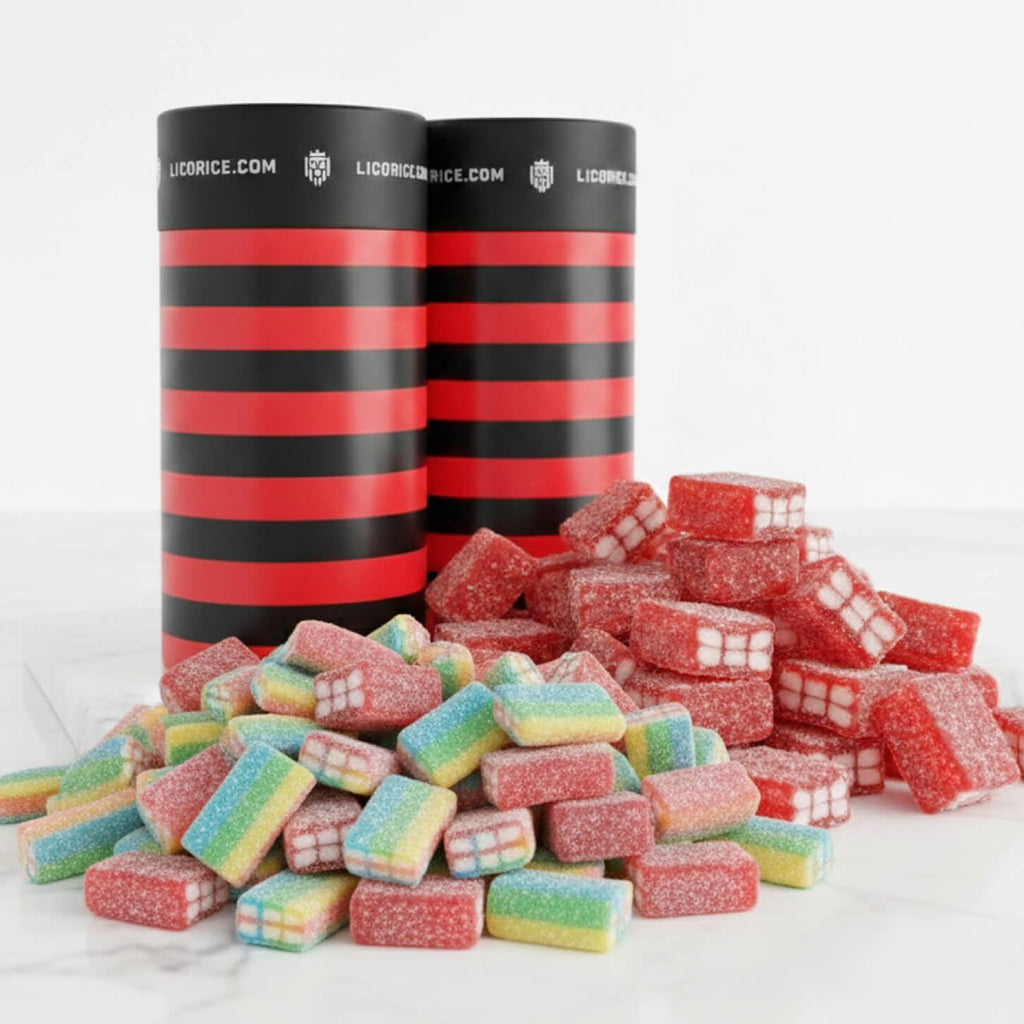 Licorice.com | Sweet & Sour Licorice Petite Bricks | Soft & Chewy Licorice | Rainbow & Strawberry | Blend of Fruity Undertones & Twirls of Tang | Pack of 2