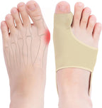2PCS Bunion Corrector for Women & Men, Comfortable Big Toe Straightener with Pads & Splint, Hallux Valgus Pain Relief for Day & Night Support with Anti-slip Strap(Beige,1 Pair)