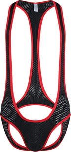 QiaTi Men's Leotard Bodysuit Stretch Wrestling Singlet Jumpsuit Thong One-Piece G-String Underwear