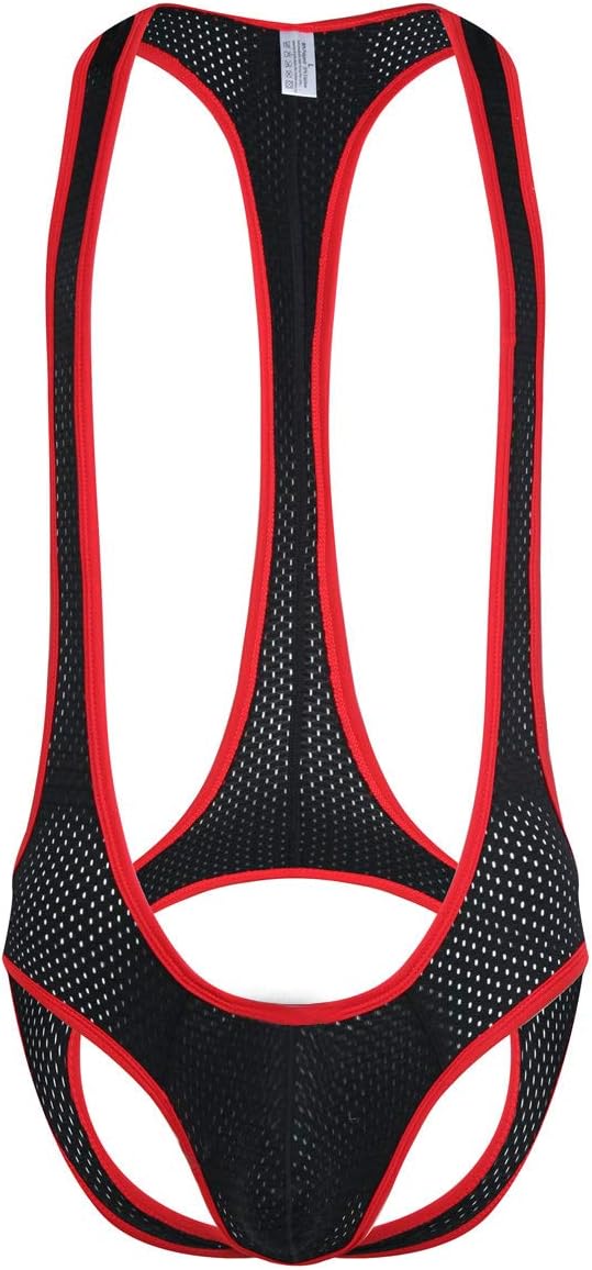 QiaTi Men's Leotard Bodysuit Stretch Wrestling Singlet Jumpsuit Thong One-Piece G-String Underwear