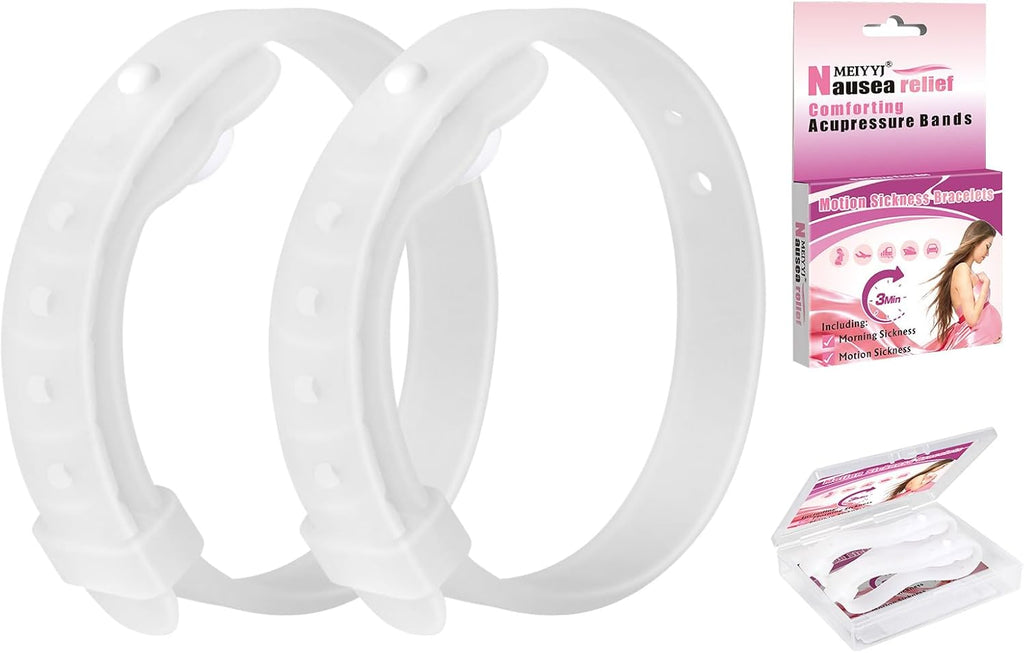 Morning Sickness Bands Anti Nausea Bands for Pregnant Wowen Pregnancy Bracelet Acupressure Nausea Relief for Car, Sea, Air Sickness-Transparent
