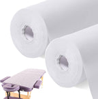 Buryeah 2 Rolls 100 Pcs Disposable Massage Table Roll 32" x 71" Spa Bed Sheets Non-woven Exam Table Sheets Bed Covers for Massage Spa Beauty Salon Waxing Exam(White,2 Rolls)