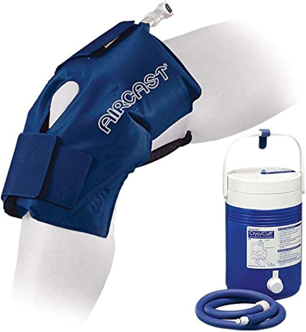 Aircast Cryo Cuff Knee Cold Therapy Machine Cooler for Cold Therapy Knee Solution - Blue - Large (20in - 31in)