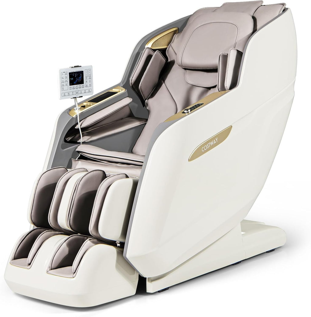 COSTWAY SL Track 3D Massage Chair, Full Body Zero Gravity Massage Recliner with Waist & Calves Heating, Foot Rollers, Voice Control, Bluetooth Speaker, 22 Auto Modes, Installation-Free Design