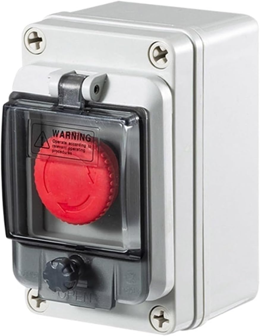 Emergency Stop Control Box Outdoor Button Switch Cassette Tape Protective Cover Waterproof Emergency Stop Button Control Box IP67 (Color : 1P, Size : 2NC)