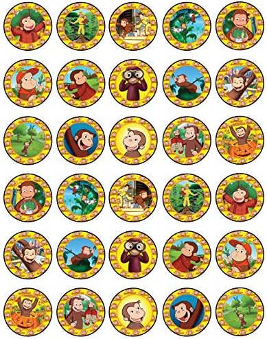 30 x Cupcake Toppers Themed of George Collection - Edible Cake Decorations | Uncut on Icing Sheet