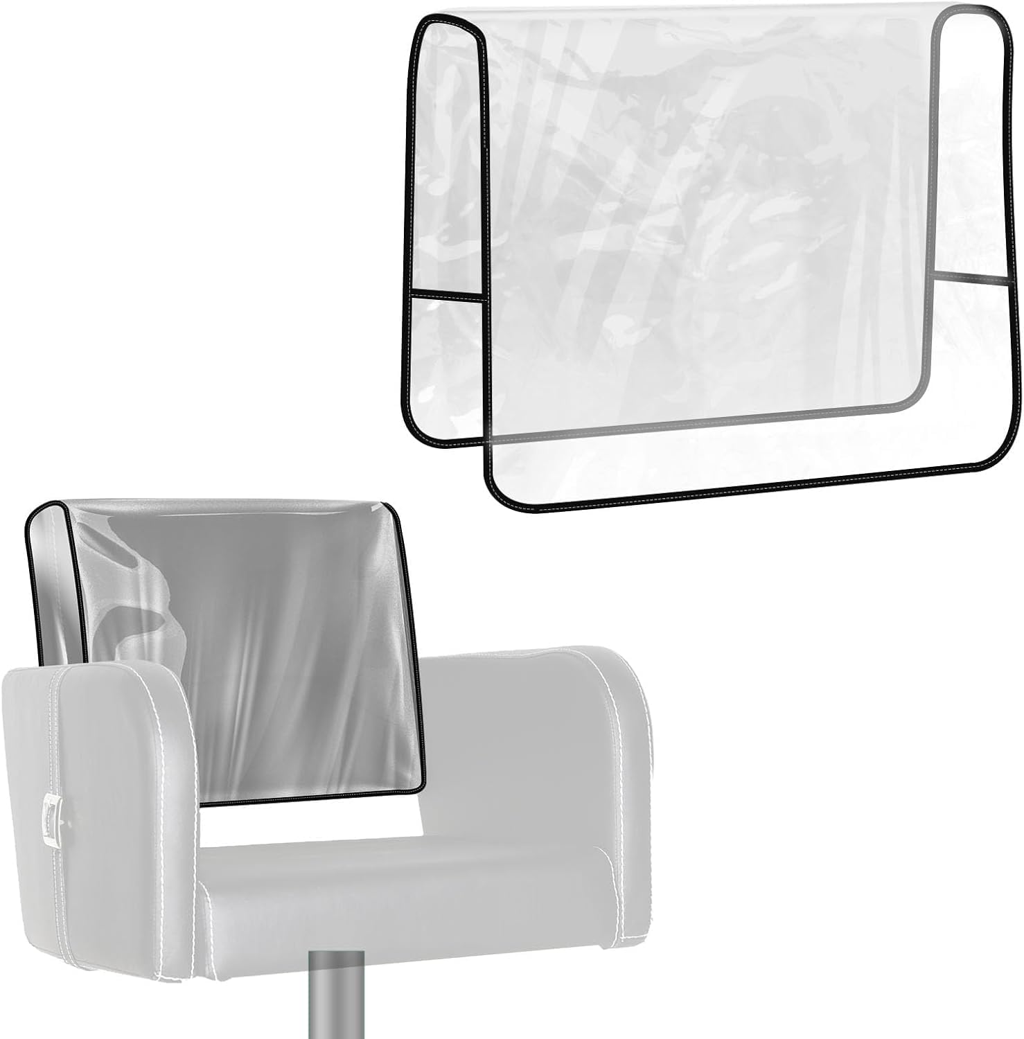 Salon Chair Cover - 20.8"x 15.7"x 4"Seat Covers Black,Salon Chair Covers Protectors,Square Salon Chair Covers Protectors fits Salon Chairs, Reinforced Precision Stitched Clear Covers (1, Oversized)