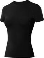 Women's Compression Shirt Short Sleeve, Quick Dry Workout Tops Athletic T-Shirts Gym Yoga Running Sports Base Layer