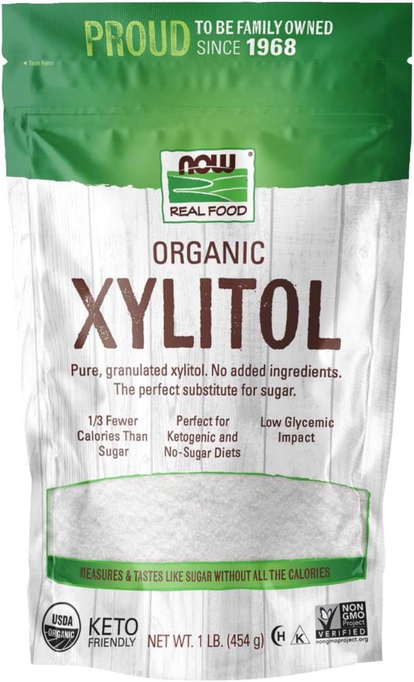 NOW Foods, Organic Xylitol, Pure with No Added Ingredients, Keto-Friendly, Low Glycemic Impact, Low Calorie, 1-Pound