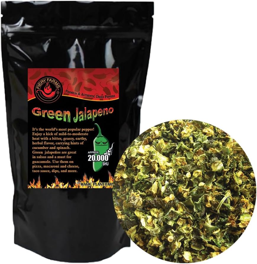 Green Jalapeno Pepper Flakes by Magic Plant, 1 LB Bulk – Fine Ground Chili - Popular and Versatile | Staple in Mexican Cuisine | Mild - Medium Heat | Add to any Dish or Drink | Pure - Non-GMO