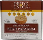 Pride Of India - Spicy Chickpea Masala Papadum Lentil Crisp, 10 count (3.53oz - 100gm) - Microwaveable Instant Chips, Gluten-Free Vegan Crackers, Healthy Protein, Fiber & Iron Rich Snacks