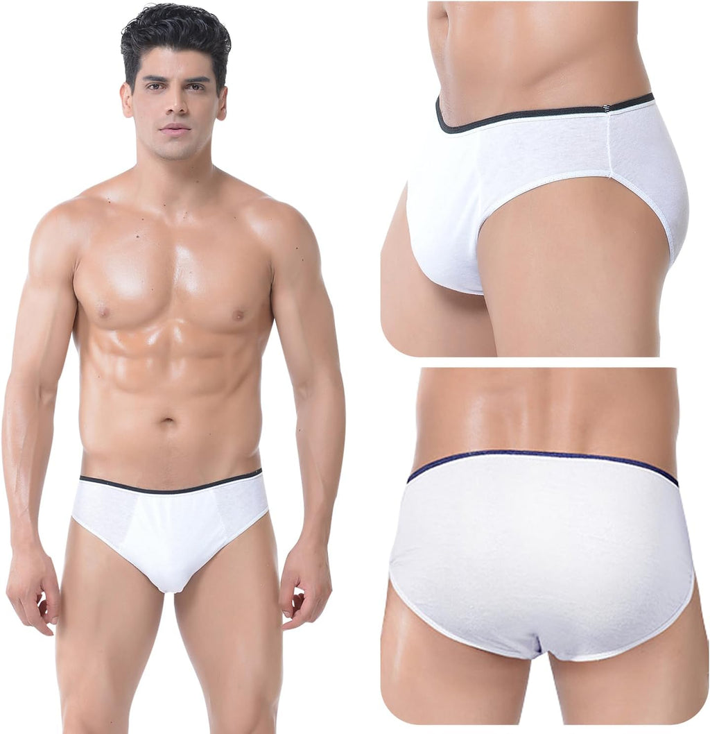 10 Packs Mens Disposable Underwear Briefs,100% Cotton Portable Brief Panties for Travel Spa Hospital Emergencies