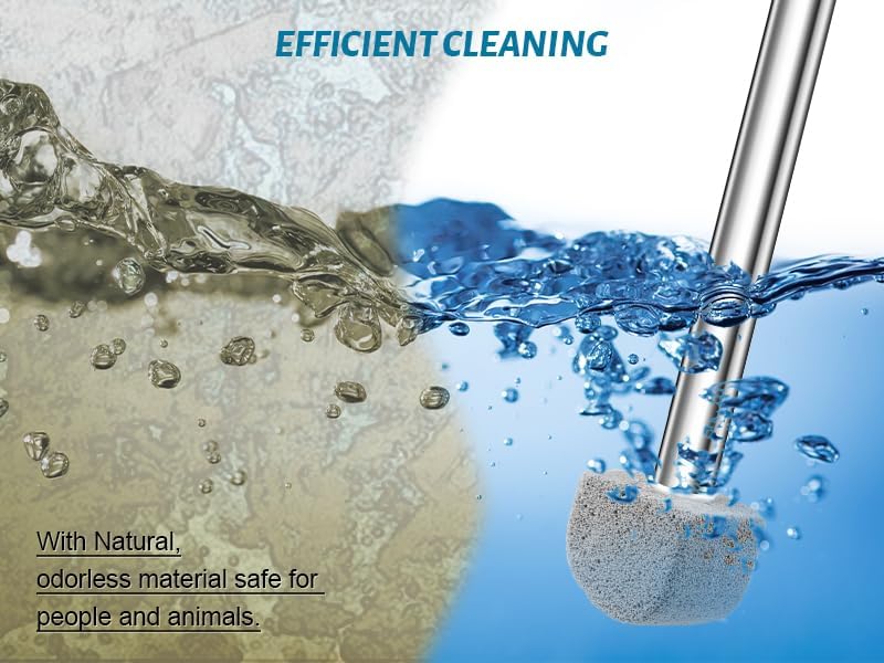 YINGMORE Pumice Stone Toilet Bowl Cleaner Toilet Deep Cleaning,Bathroom Cleaner Brush with Long Handle for Remove Hard Water Stains with Toilet Handle+ Pumice Stones
