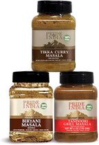 Pride of India | Biryani Masala, Tikka Curry Masala & Tandoori Grill Masala Bundle - 7 Oz Each | Indian Restaurant Favorites – Authentic Gourmet Spices for Curries, Rice & Grilled Dishes