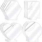 12-Pack Clear Acrylic Sheet Set with 4 Shapes (Circle, Square, Heart, Hexagon) - 4mm Thick Cast Blanks for LED Light Base, Laser Engraving, DIY Crafts, Painting & Home Decor