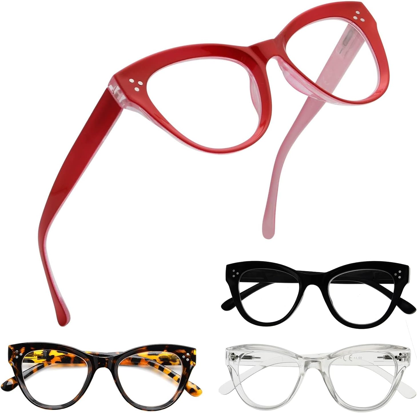 Eyekepper 4-pack Cateye Design Reading Glasses Oversized Readers for Women Reading +1.50