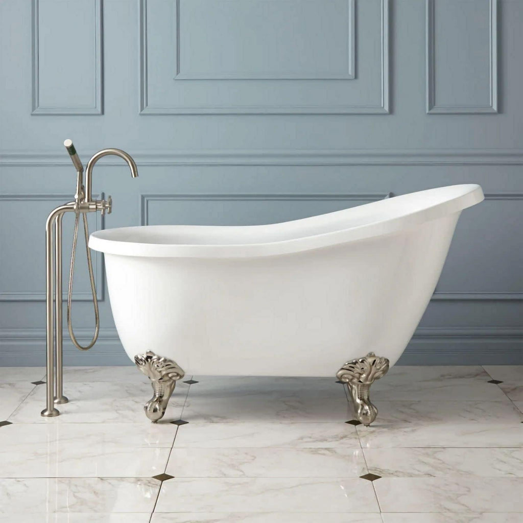 Signature Hardware 479938 Ultra 51" Acrylic Slipper Clawfoot Tub with Integrated Overflow, Rolled Rim and Imperial Feet - Less Drain Assembly
