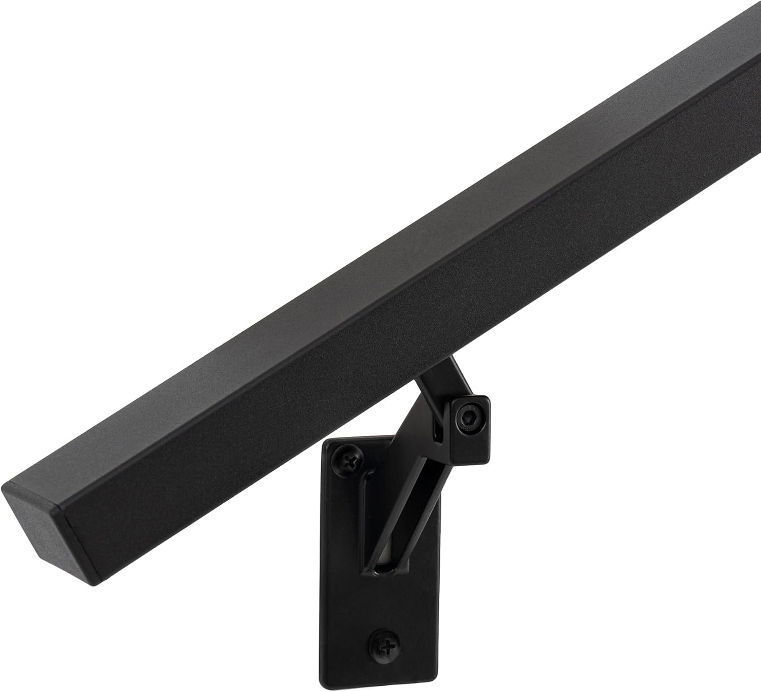 3FT Matte Black Handrails Kit for Indoor Outdoor Stairs，Modern Aluminum Handrail Set,2" X1" Grab bar,Adjustable 304 Stainless Steel Brackets Included，Rust Free