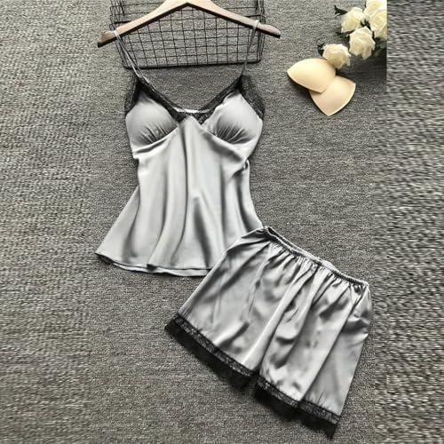 Pajamas for Women 4 Piece Robe Babydoll Lingerie Satin Sleepwear Nightdress Lace Trim Loungewear Sexy Nightgowns