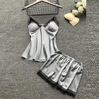 Pajamas for Women 4 Piece Robe Babydoll Lingerie Satin Sleepwear Nightdress Lace Trim Loungewear Sexy Nightgowns