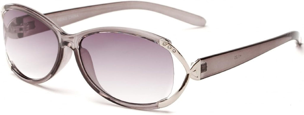 The Claire Sun Readers for Women Oval Reading Glasses Trendy Readers Sunglasses + 2.00 Grey and Silver