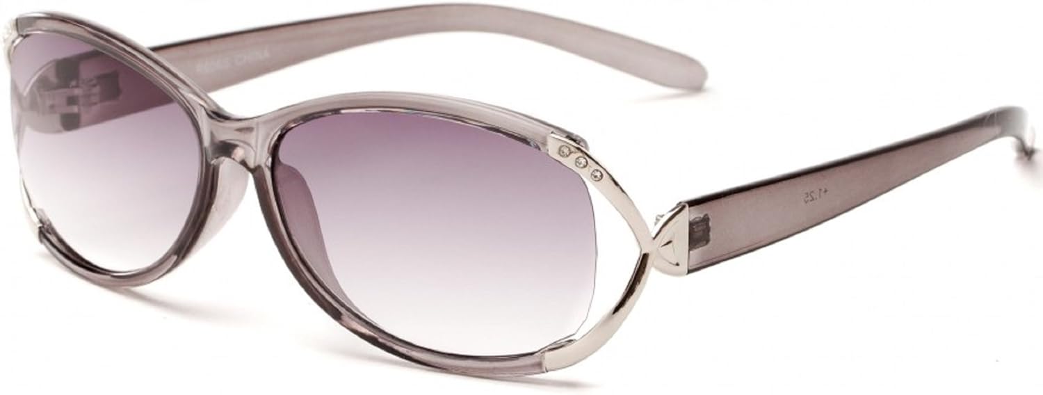 The Claire Sun Readers for Women Oval Reading Glasses Trendy Readers Sunglasses + 2.00 Grey and Silver