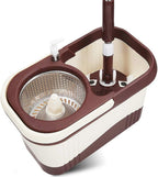 Rotating mop Double Drive Hand Pressure Automatic Drying Mop Bucket, 4 mop Heads Metal Basket