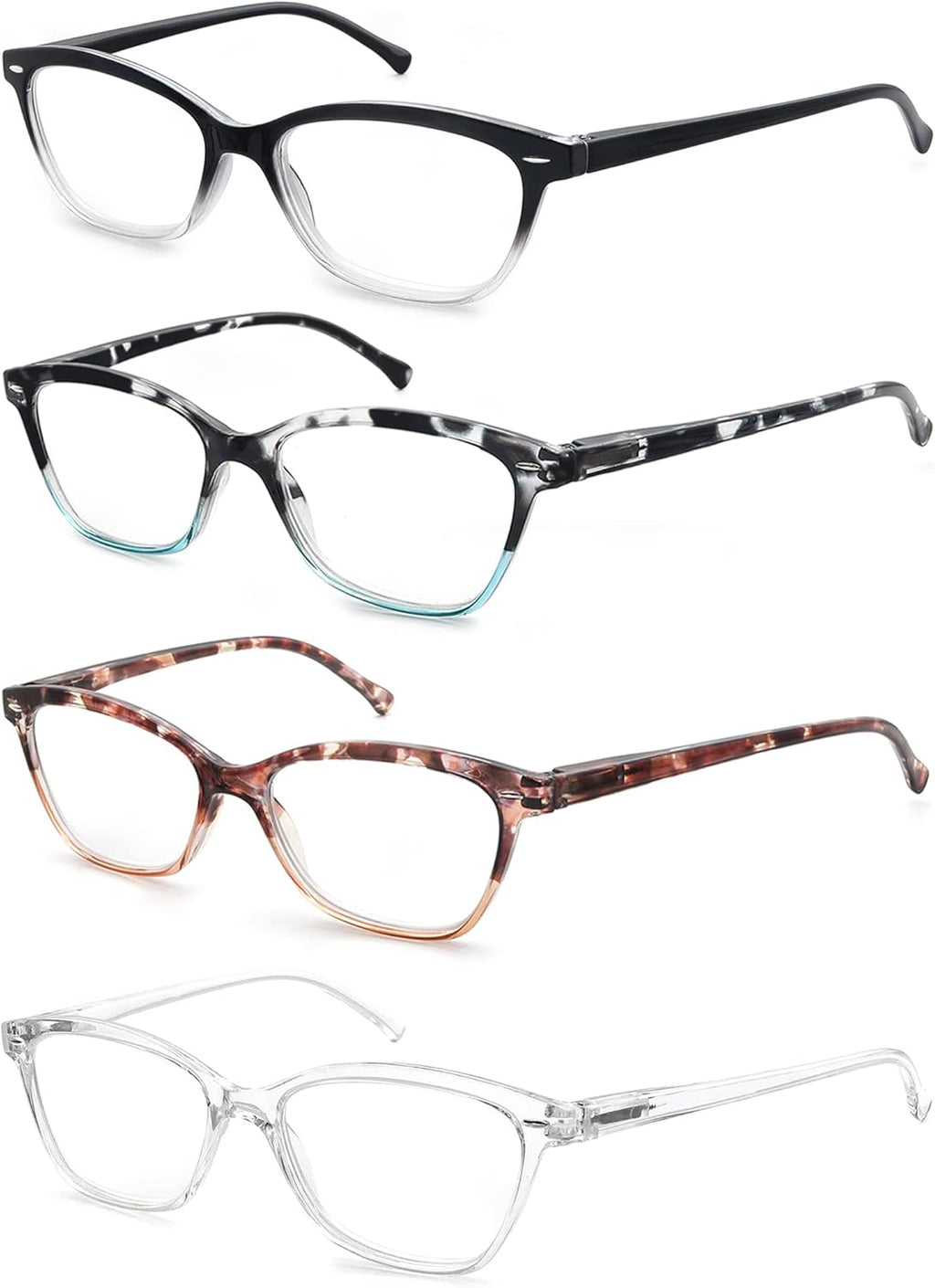 Reading Glasses Women Ladies Readers +0.50 Stylish Women's Magnifying Cheaters Glasses 4 Pack Lightweight Comfortable Fit
