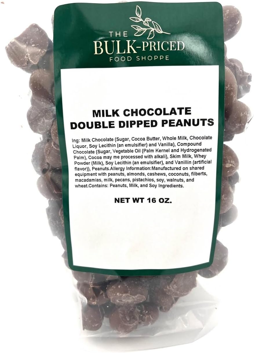 Milk Chocolate Double Dipped Peanuts, Bulk Size (1 lb. Resealable Zip Lock Stand Up Bag)