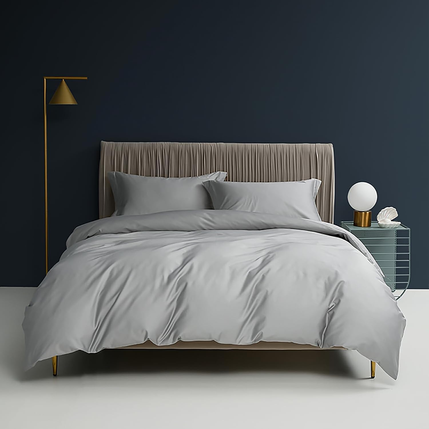 WYFKYMXX Waterproof Duvet Protector Cover Queen Gray Cotton Breathable Waterproof Protective Cover Reusable Comforter Protector with Zipper Closer Corner Ties for Kids,Elder,Dog, Cat. (Grey,King)