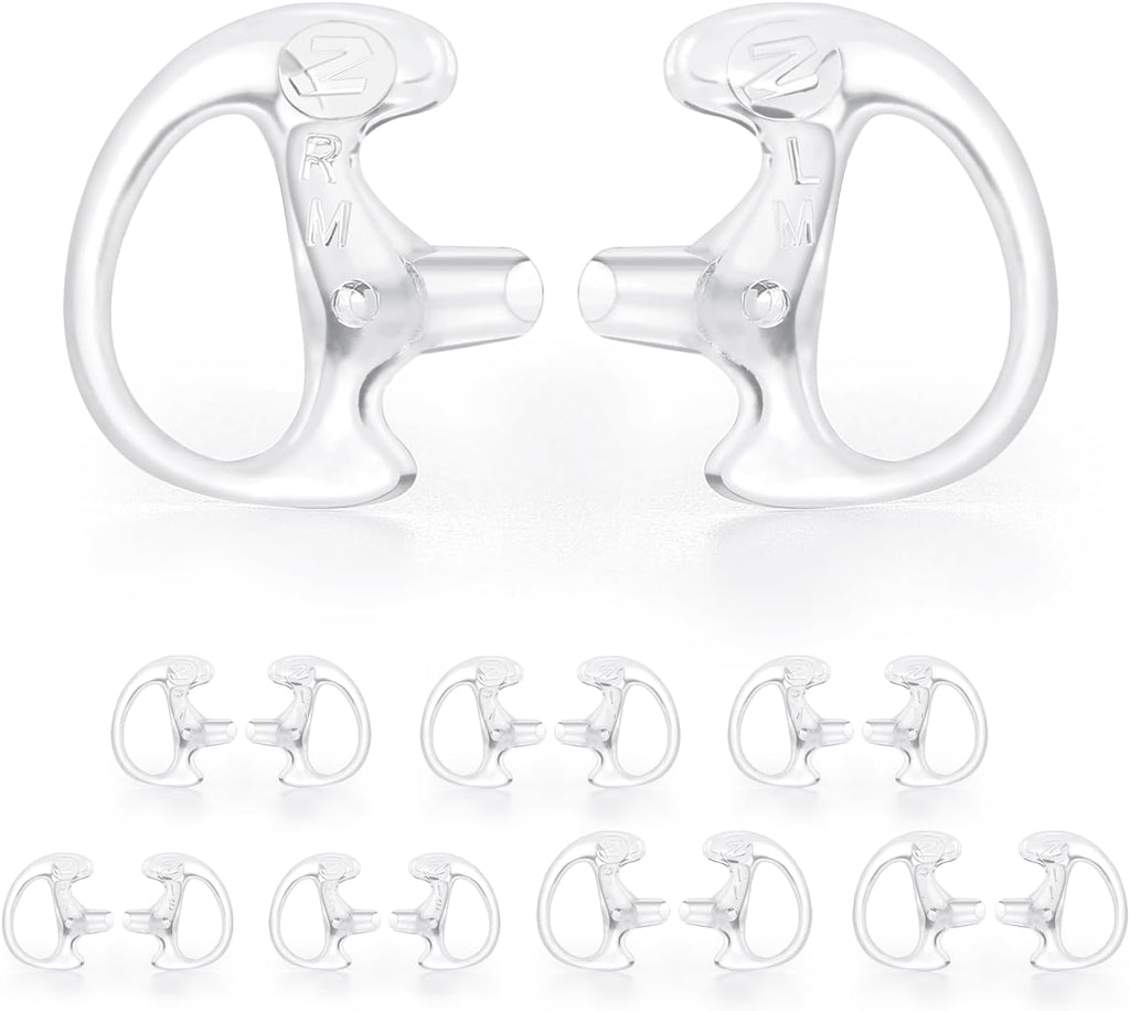 Zeadio 8-Pair Pro-Grade Covert Surveillance Earbud, Replacement Ear Insert, Silicon Earmold Earplug for Two-Way Radio Earpiece Audio Coil Tube, Compatible with Motorola/Kenwood (16pcs)